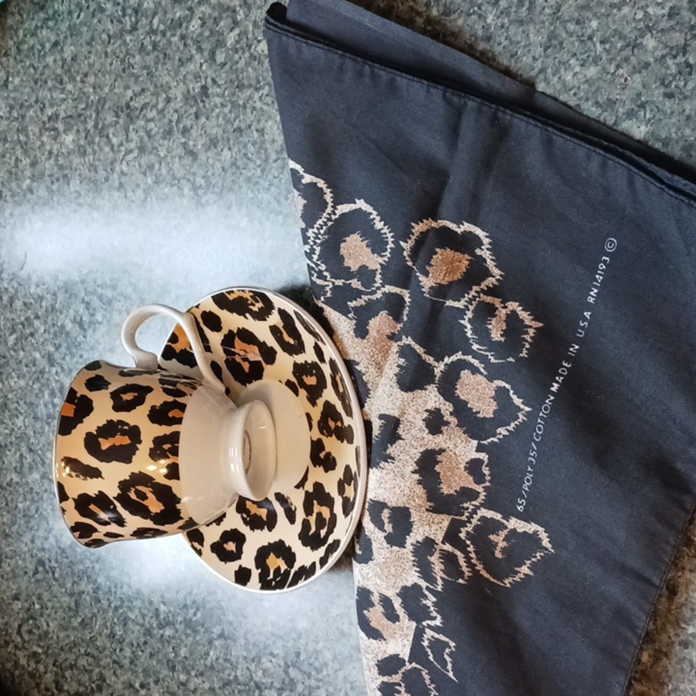 Scarf and Tea Cup Bundle 3 Pc.Animal Print